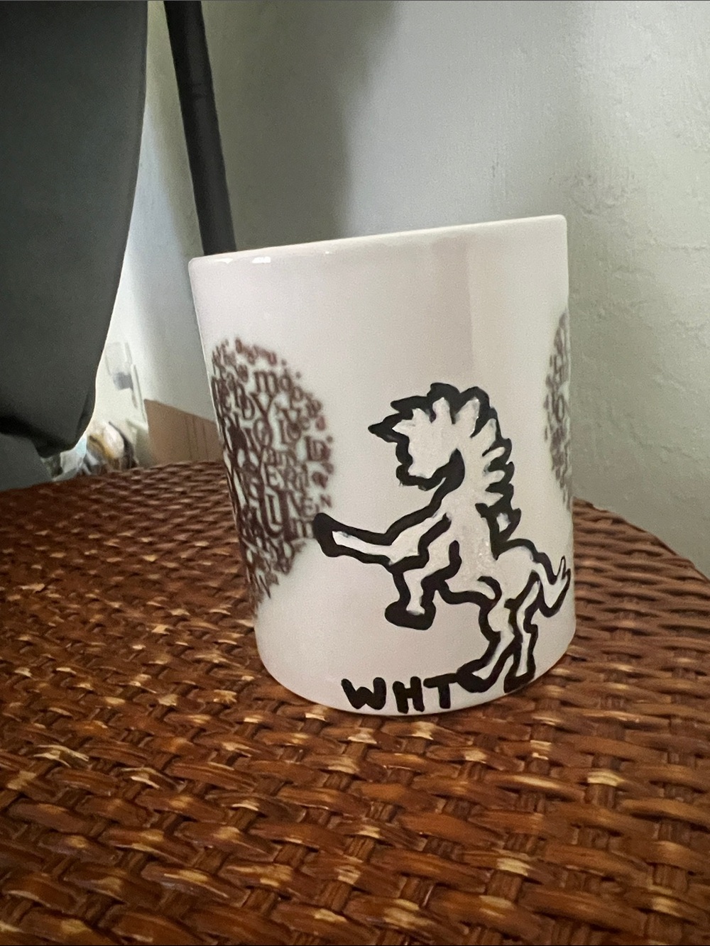#3064**I Love You heart shape White & Black “WHT Horse Design” by Julie Lee